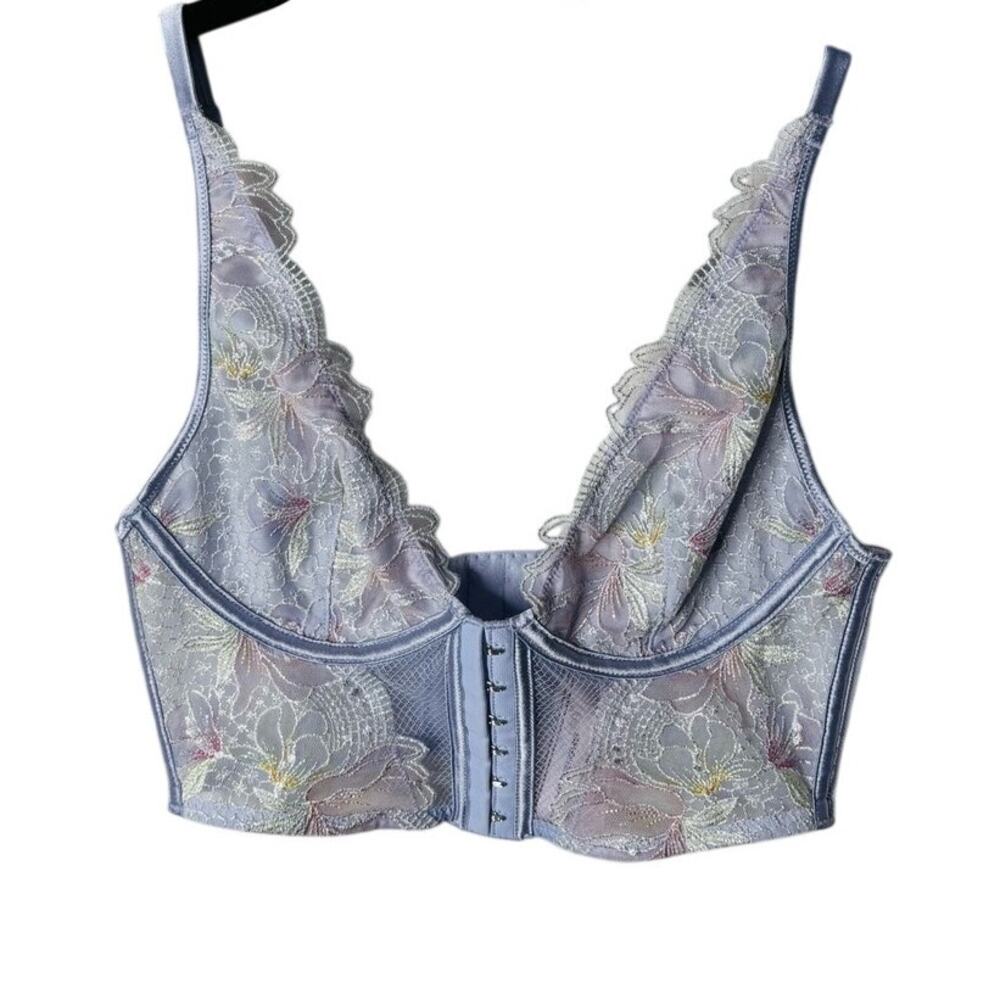 Victoria's Secret Dream Angels Floral Embroidery Corset Top Periwinkle XS